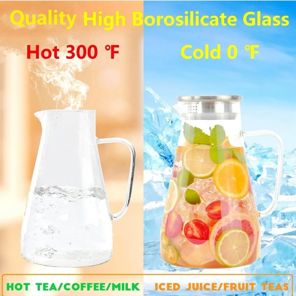 Stylish Glass Pitcher with Silver Lid - 68 Oz - Picture 9 of 16